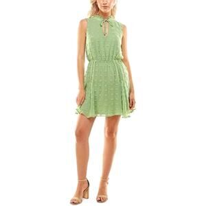 Cato C. Est 1946 Dress Size XL Swiss Dot Green Fully Lined Sleeveless Tie Neck